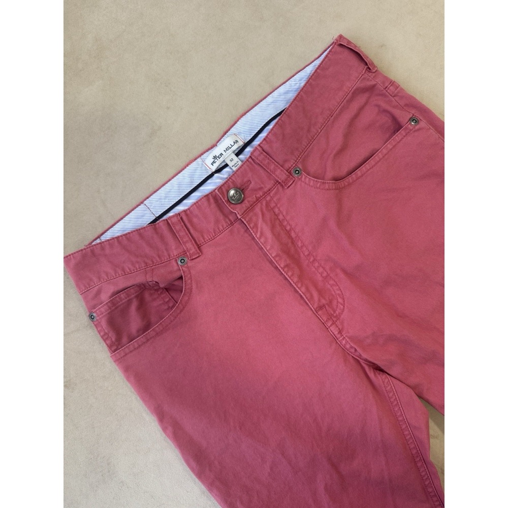 Peter Millar Crown Crafted Wayfare 5 Pocket Pants Mens 32x29 Stone Red Golf
